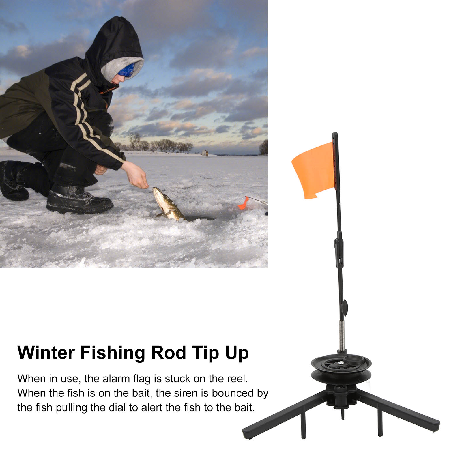 Ice Fishing Tip Up - Tiang Pancing Es Lipat dengan Bendera,