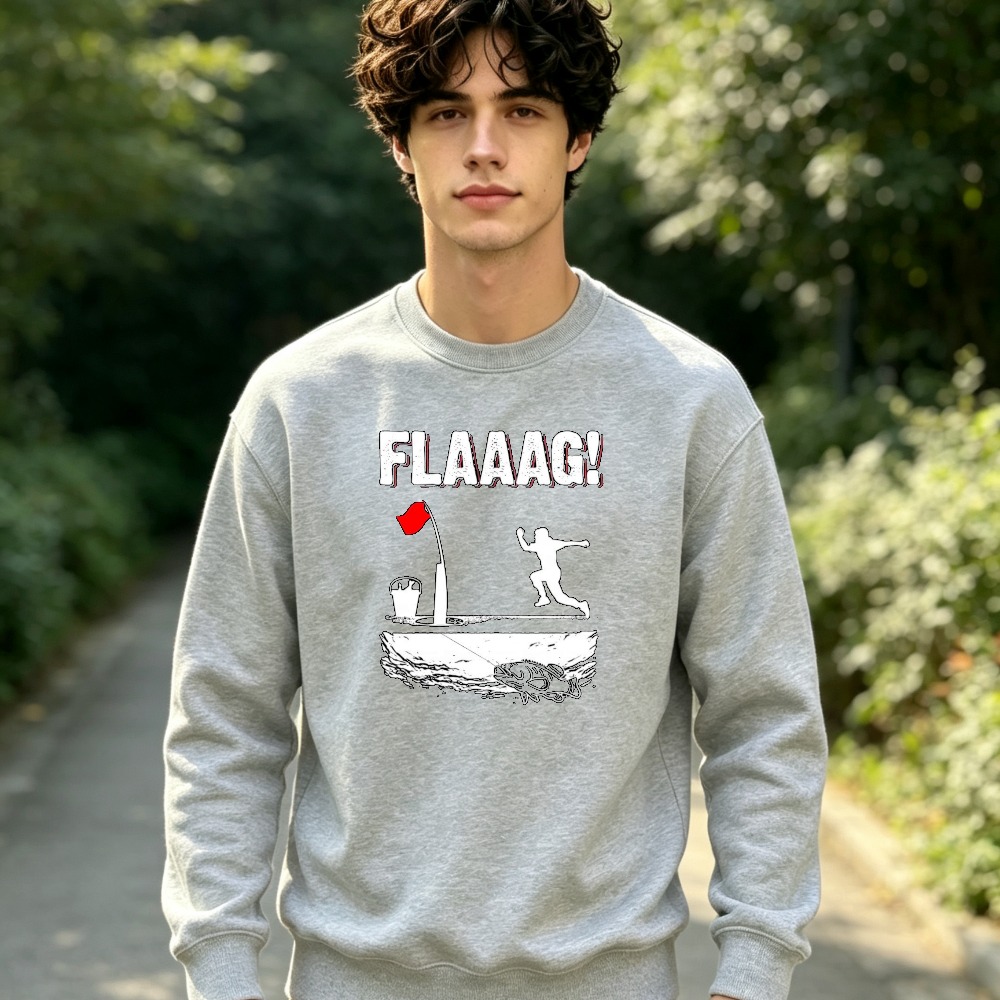 Sweatshirt Crewneck Pria denga - Ice Fishing Tip Up ulasan dan harga
